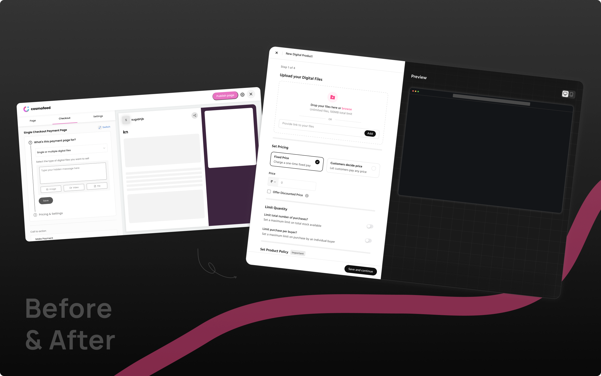 Before & After — the Payment Pages redesign