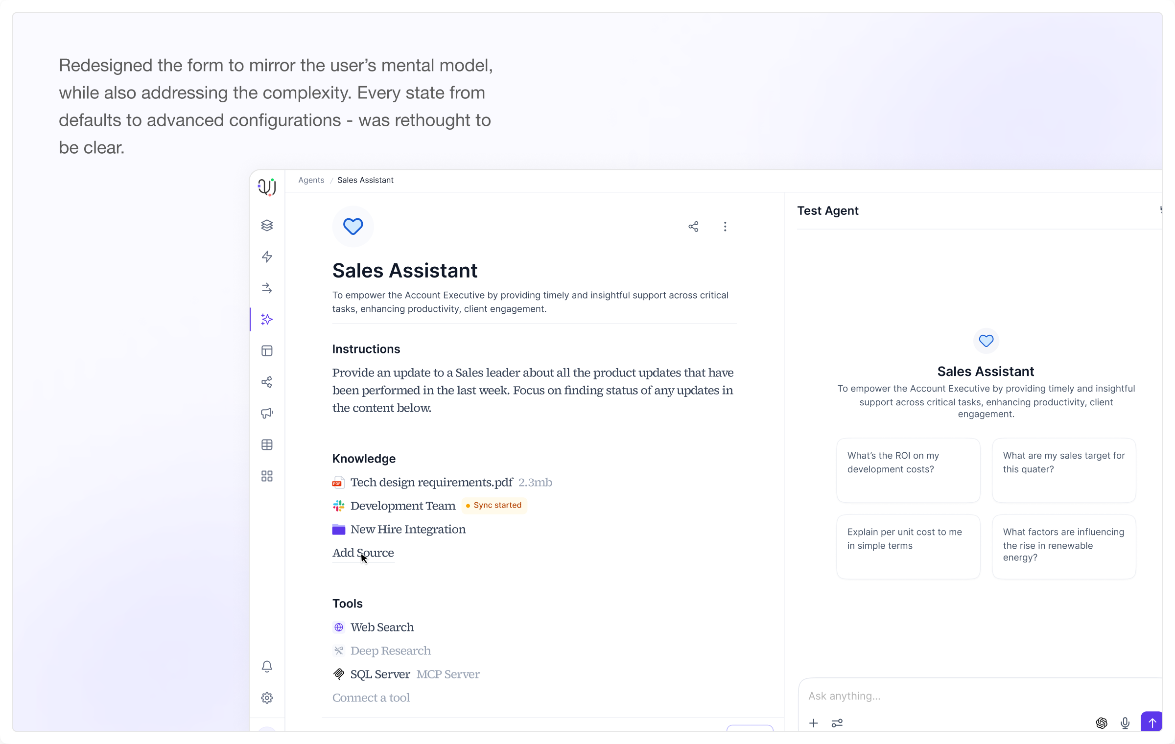 Redesigned the form to mirror the user's mental model, every state rethought to be clear