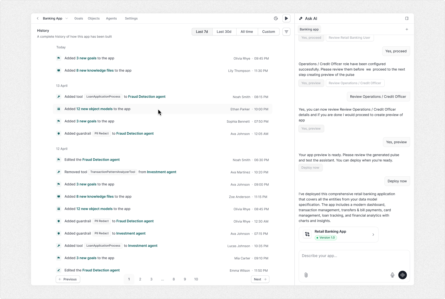 Build activity history with an AI chat assistant